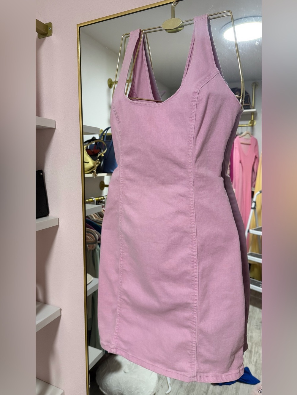 Pink Jean Dress Stretchy